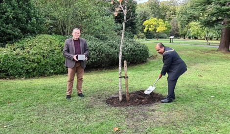 Mayor of Barking and Dagenham, Cllr Peter Chand and the Leader of the Council, Cllr Darren Rodwell planted the tree